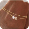CZ Ankle Bracelets for Women Gold Plated CZ Initial Dainty Layered Heart Anklets Foot Chain Summer Beach Jewelry - Image 8