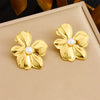 316L Stainless Steel Golden Exaggerated Large Flowers Inlaid Pearl Necklace Earrings Set For Women Jewelry Gift - Image 7