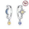 Silver Mysterious Star Moon Earrings Jewelry Versatile Hoop Earrings For Women Jewelry Birthday Party Gifts - Image 1