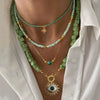 The Small Fresh Green Stone Beaded Necklace Copper Alloy Bigeville Eye Pendant Decoration Women Gilrs Birthday Gift - Image 5