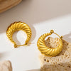 Charm Gold Color Stainless Steel Twisted Texture Hoop Earrings for Woman Girl Korean Temperament Jewelry Accessory Gifts - Image 4