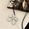 Metal Flower Pendant Necklace For Women Vintage Black Leather Rope Long Sweater Chain Jewelry Accessories Gift - Image 7