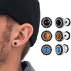 Punk Stone Stud Earrings for Men Boys,Tiger Eye Stone Round Earrings, Simple Ear Jewelry Gifts - Image 1