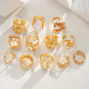 12pcs Vintage Chunky Irregular Faux Pearl Ring Sets for Women Geometric Flower Liquid Hollow Metal Rings Elegant Jewelry - Image 3