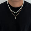 PuRui Four-Pointed Star Rhinestone Pendant Necklace for Men Boho Imitation Pearl Chain Necklace Jewelry - Image 2