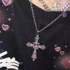 Y2K Punk Crystal Big Cross Pendant Necklaces for Women Men Gothic Irregular Cross Clavicle Chain Necklaces Aesthetic Jewelry - Image 8
