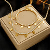 316L Stainless Steel Star Pentagram Zircon Pendant Necklace Bracelets For Women Girl Choker Jewelry Set - Image 7