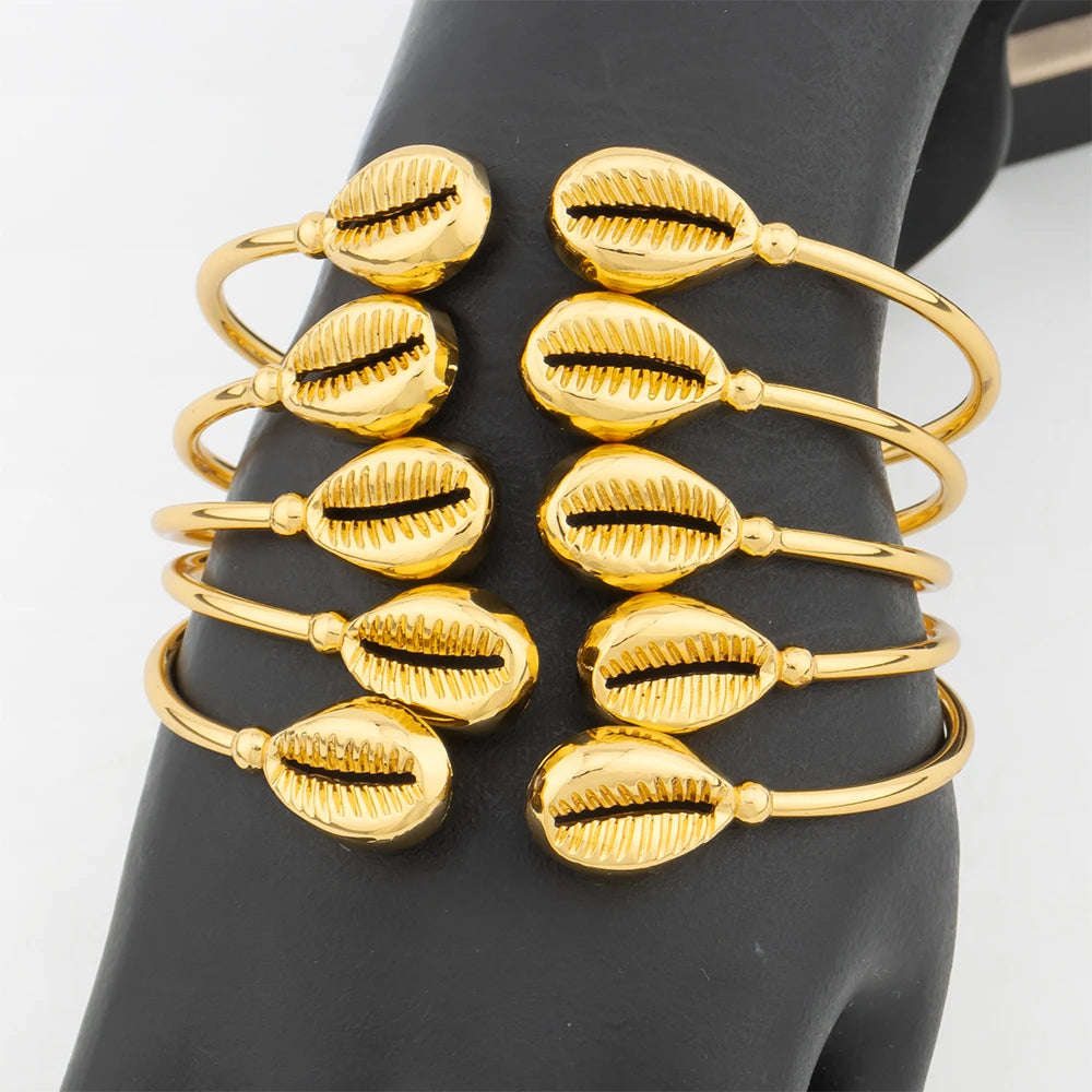 Cuff Bracelet For Women Party Dubai Shell Shape Bangles Gold Color Map of Africa Jewelry Accessories Anniversary Gifts - Image 1