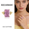 Bocarman Rectangular Ice Cut Mint Green Cubic Zirconia Copper Ring For Women Vintage Engagement Wedding Adjustable Jewelry - Image 7