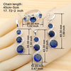 Classic Blue Zirconia Silver Jewelry Sets for Women Earrings Necklace Pendant Ring Bracelet Wedding Gift - Image 2