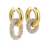 Cubic Zirconia Huggie Hoop Earrings in Gold-Tone Stainless Steel - Image 10
