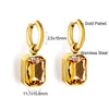 Green White Color Crystal Zircon Hoop Earrings For Women Stainless Steel Heart Square Leaf Shape Pendant Earring Gifts - Image 18