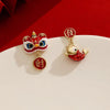 Chinese Style Year Red Little Lion Earrings for Women Design Sense Lucky Asymmetrical Long Tassel Earring Festive Jewelry - Image 8