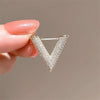 Japanese And Korean V-Shaped Brooch Letter Zircon Brooch For Women Elegant Brooch Metal Badge Jewelry Pin - Image 1