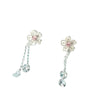 Silver Stud Earrings Cherry Blossom Tassel Unique Simple Elegant Accessories - Image 7