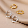 Stainless Steel Irregular Twist Earrings for Women Gold Color Round Hoop Earrings Jewelry Wedding Gifts - Image 3