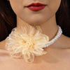 Three-Layer Pearl Collar Choker Necklace with Heart Pendant - Image 8