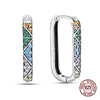 Silver Colorful Zirconium Sun Earrings Square Large Hoop Earrings Women Female Party Earring Jewelry - Image 8
