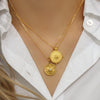 Frosted Surface Acient Sun Compass Pendant Necklace For Woman Ladies Stee Pvd Plated Coin Necklace Gold Jewelry - Image 3