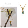 Stylish Green Glass Crystal Water Drop Pendant Necklace for Women 316l Stainless Steel Cast Gold Color Jewelry - Image 17