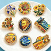 Famous Painting Brooches For Women Unisex 9-design The Starry Night Sunflowers Iris And The Reaper Party Brooch Badge - Image 1