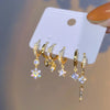 6pcs/set Gold Color Geometric Pendant Hoop Earrings for Women Crystal Star Heart Bow Drop Earring Cartilage Piercing Jewelry - Image 1