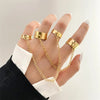 Punk Geometric Silver Color Chain Wrist Rings for Women and Men, Charm Hip Hop Chain Open Rings Set, Couple Jewel - Image 8