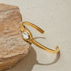 Ars Stainless Steel Chunky Cuff Bracelet for Women Gold Plated Bangle with Oval Zircon Minimalist Cuff Bangles - Image 3