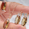 30 10mm Brown Stone Drop Earrings For Women Rose Gold Color Big Zircon Jewelry Accessories - Image 3