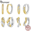 Silver Two Tones Cross Hoop Earrings for Women, Sleek Polished Piercing Huggie Earrings for Women Girl Gift - Image 1