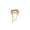 Gold Color Micro Pave Tear Drop CZ Tassel Link Chain Dome Ring For Women Girls Bling Cubic Zirconia Finger Jewelry Gift - Image 3