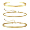 3pcs Gold Plated Stainless Bracelet Sets for Women Girls Snake Chain Cuban Link Cuff Bangle Stackable Bracelets - Image 3