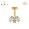Titanium 16G Marquise CZ Screw Flat Back Vertical Helix Piercing Cartilage Stud Earring - Image 1