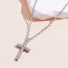 Zircon Inlaid Cross Necklace Pendant Jewelry for Women Gold Color Long Clavicle Chain Necklaces - Image 8