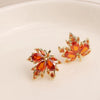 Maple Leaf Stud Earrings for Women Statement Cluster CZ Earring Gold Plated Wedding Prom Birthday Jewelry Gift - Image 1