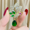 Green Yellow Leaves Flower Bouquet Wheat Ear Brooch for Women Creative Rhinestone Pin Suit Clothing Jewelry Accessories - Image 1