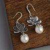 Faux Pearl Pendant Butterfly Design Shiny Rhinestone Inlaid Dangle Earrings for Women Retro Bohemian Style - Image 5