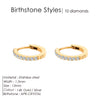 Rhinestone Simple Stainless Steel Birthstone Hoop Earrings Gold Color for Women Men Party Jewelry Gifts - Image 7