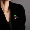 Crystal Dark Red Cherry Brooches For Women Clothing Cute Alloy Crystal Fruit Enamel Pins Party Jewelry Gifts - Image 5