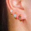 2PCS Stainless Steel Crystal Circle Hoop Earrings for Women Simple Round Zircon Flower Huggies Earrings Piercing Jewelry - Image 2