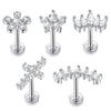 Flower Cluster Cartilage Piercing Stud with Clear Stone Accents - Image 7