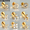 1PC Titanium Zircon Flower Rook Helix Stud Tragus Cartilage Earring Lobe Labret Piercing Jewelry 16G - Image 1
