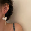 Golden Heart Tassel Drop Earrings Asymmetric Imitation Baroque Pearl Dangle Earring for Woman Party Jewelry - Image 5