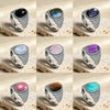 Vintage Silver Ring Tiger's Eye Stone 10 14MM Retro Style Large Stone Finger Rings Jewelry for Men - Image 1