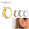 gold-plated silver ear Clips For Women Dainty Baguette Round Zircon CZ Conch Ear Cuff Earrings Jewelry - Image 1