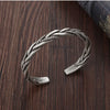 Silver Twisted Woven Bracelet man women Neutral Retro Thai Handmade Opening bangle Gifts - Image 1