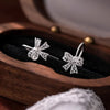 Silver Lace Bowknot Stud Earrings For Women Party Classic Jewelry Light Accessories - Image 6