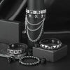 4Pcs/Set Gothic Punk Rock Square Rivet Bracelet Daily and Party Gothic Tassel Metal Chain Accessories Valentine's Jewelry Gift - Image 2