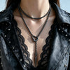 Black Silver Plated Punk Layered Chain Alloy Necklace Hollow Heart Cone Spike Y Drop Necklace For Streetwear - Image 4