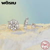 Silver Snowflake Heart Angel Wing Stud Earrings Women Sun Star Zircon Ear Studs Wedding Party Jewelry Gift - Image 3